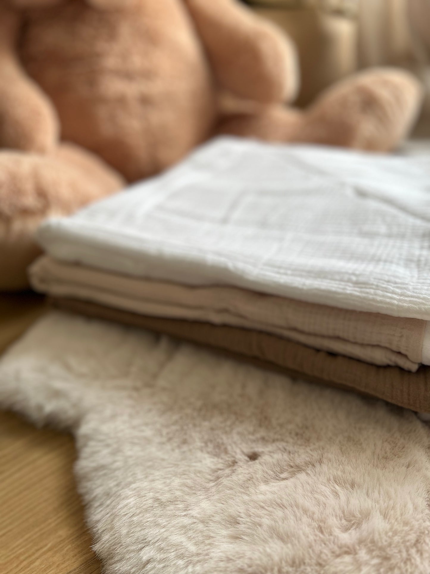 Couverture en gaze de coton et son intérieur polaire